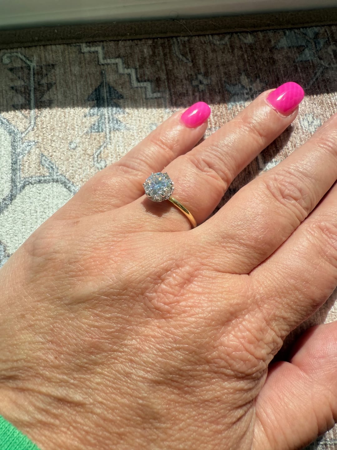 Customer photo review of S925 Precious Moissanite Two-tone 2.0 Carat Engagement Ring