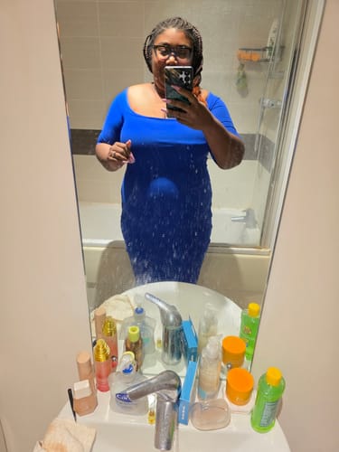 Customer photo review of Short Sleeve Midi Shapewear Dress