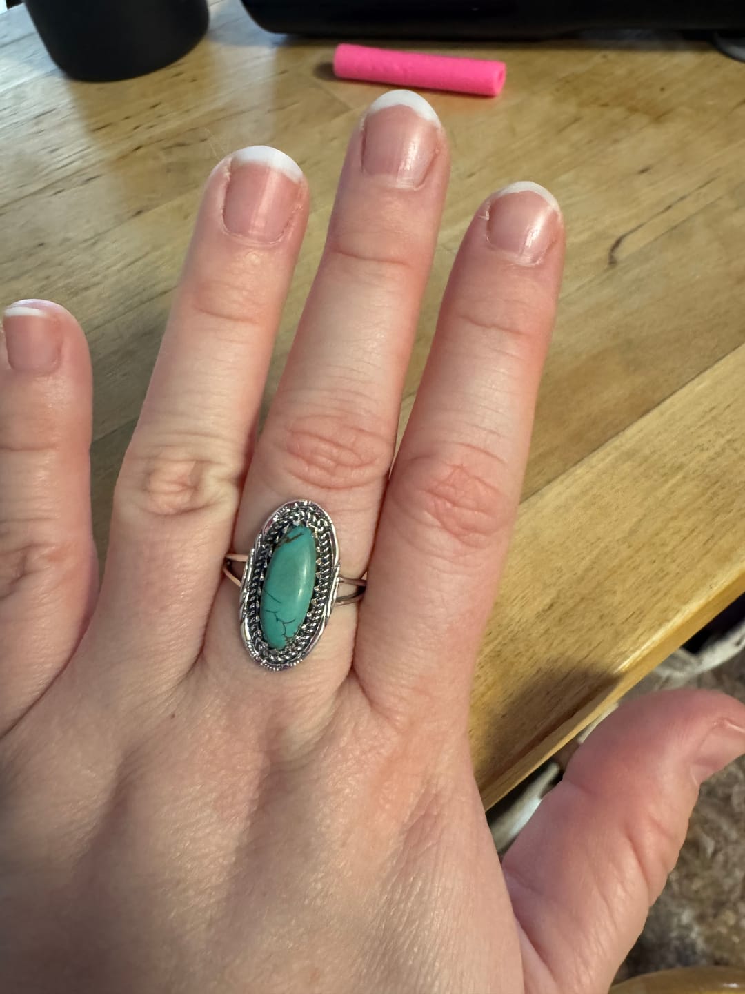 Customer photo review of Southwestern Style Real Turquoise Ring Sterling Silver