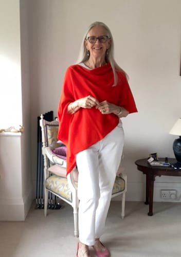 Customer photo review of Fiery Orange Cashmere Poncho One Size
