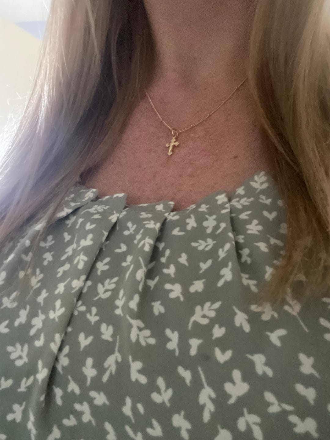 Customer photo review of Petite Crucifix Gold Filled Satellite Chain Necklace