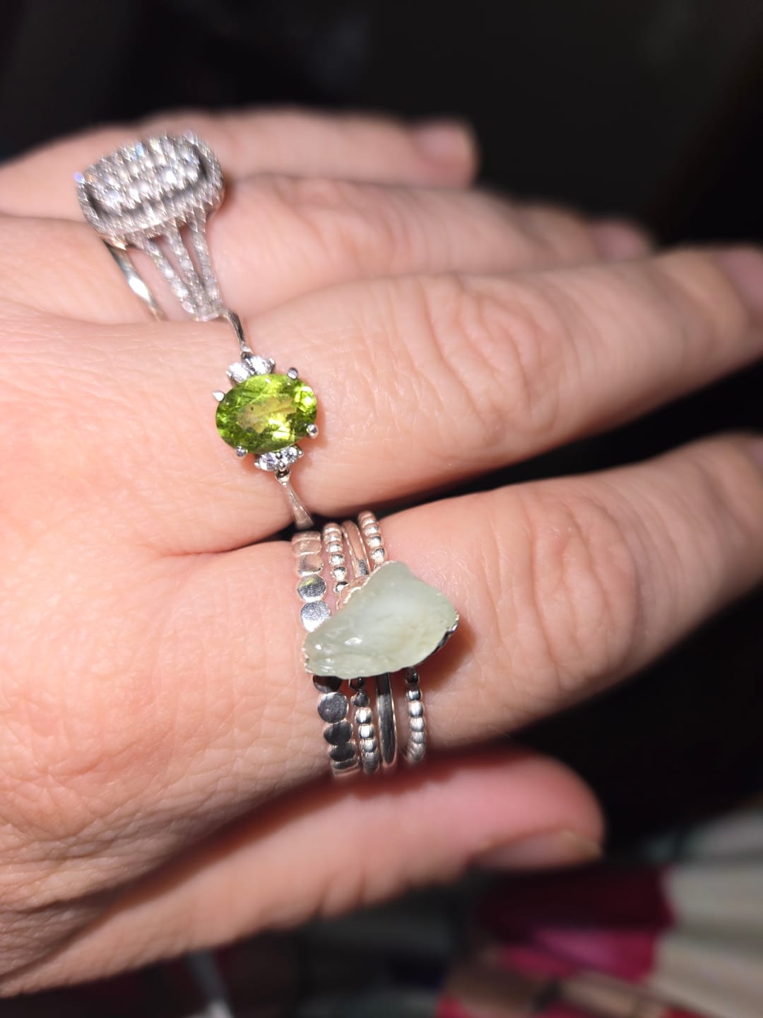 Customer photo review of Aquamarine Stacking Ring Set Sterling Silver