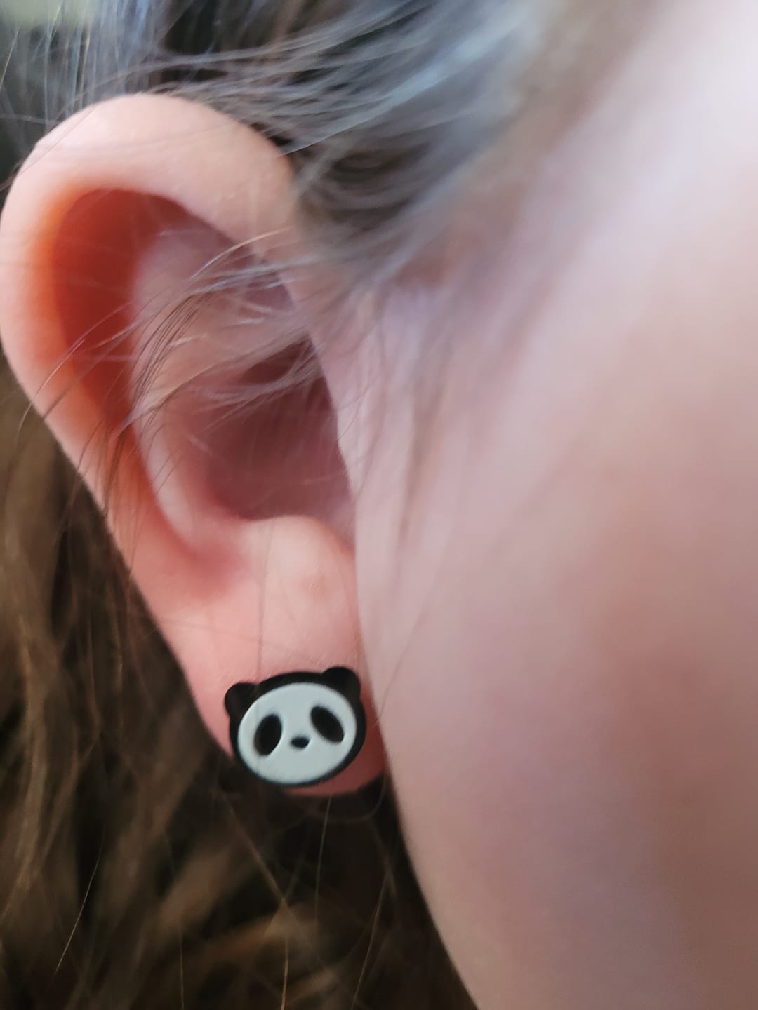 Customer photo review of Panda Studs Hypoallergenic Earrings for Sensitive Ears Made with Plastic Posts