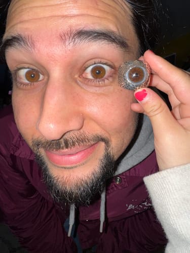 Customer photo review of Thorns & Roses Hand Painted Brown Silver Eye Ring