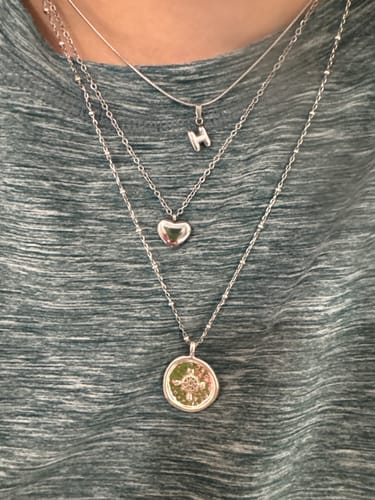 Customer photo review of Bubble Letter Necklace