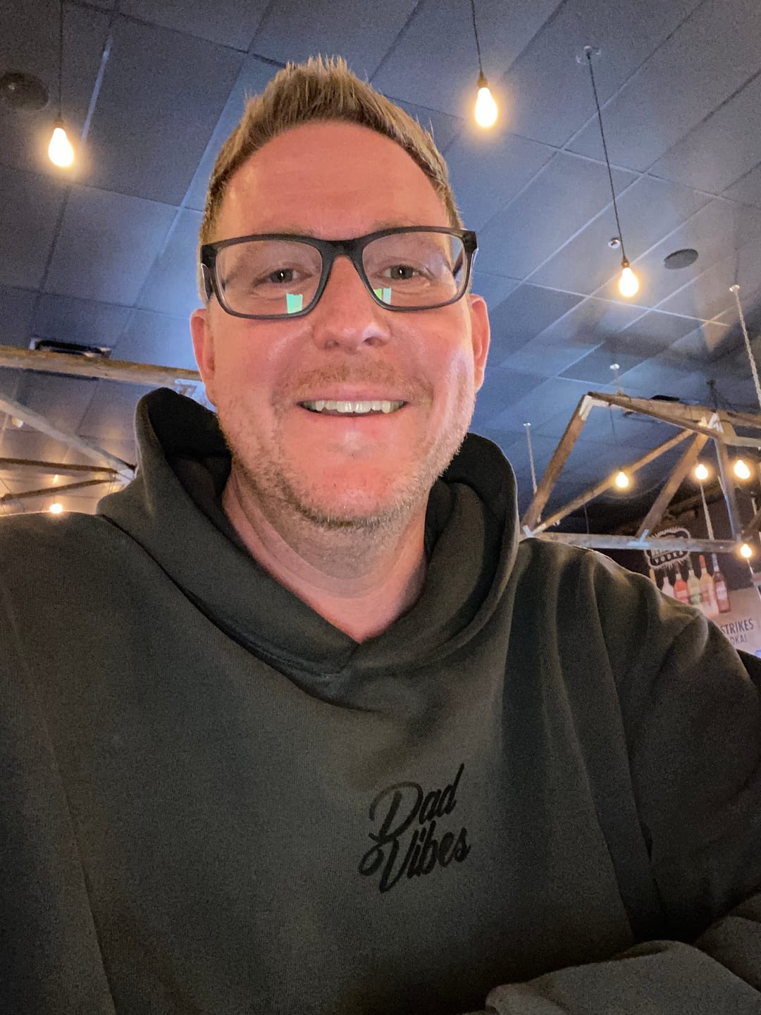 Customer photo review of DadVibes Script Heavyweight Pull Over Hoodie