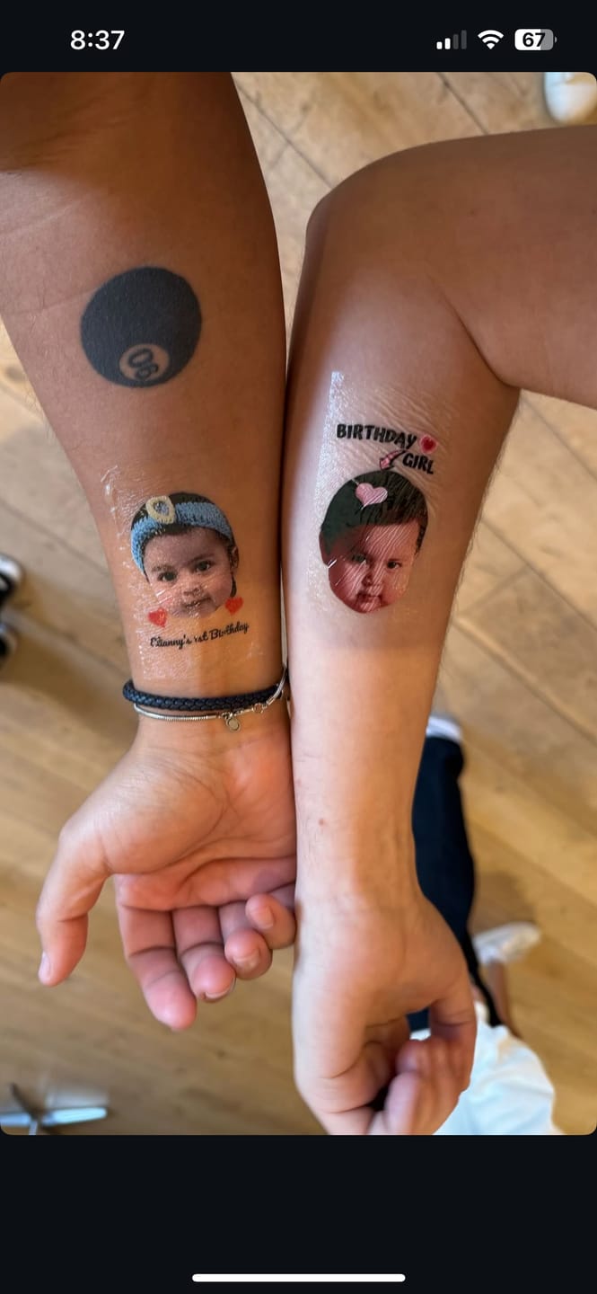 Customer photo review of Baby Birthday Girl Tattoo