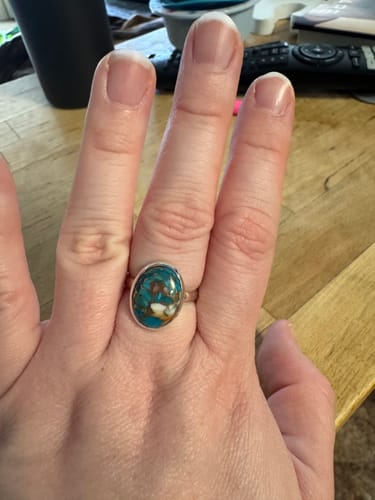 Customer photo review of Oyster Copper Turquoise Ring Sterling Silver