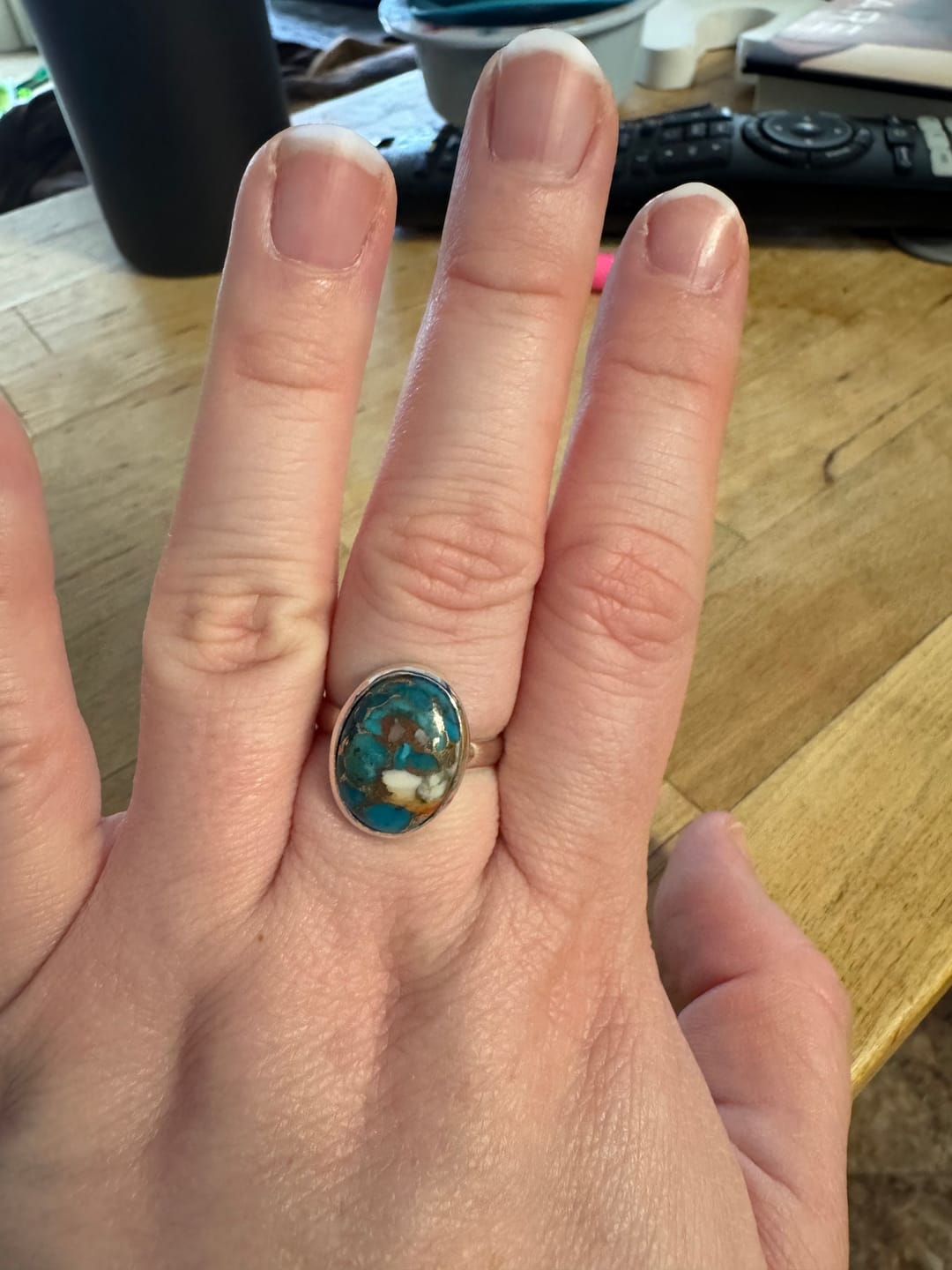 Customer photo review of Oyster Copper Turquoise Ring Sterling Silver
