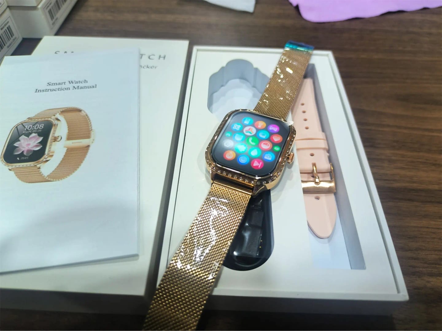 Customer photo review of 2025 New Lady Smart Watch Women AMOLED Curved Screen IP68 Waterproof Health Call Smartwatch For Samsung Huawei Apple Watch 4 ios