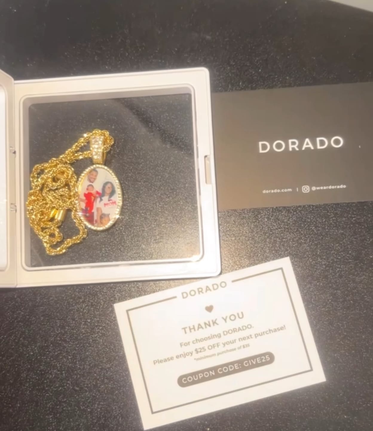 Customer photo review of Kids Iced Photo Pendant w/ Rope Chain