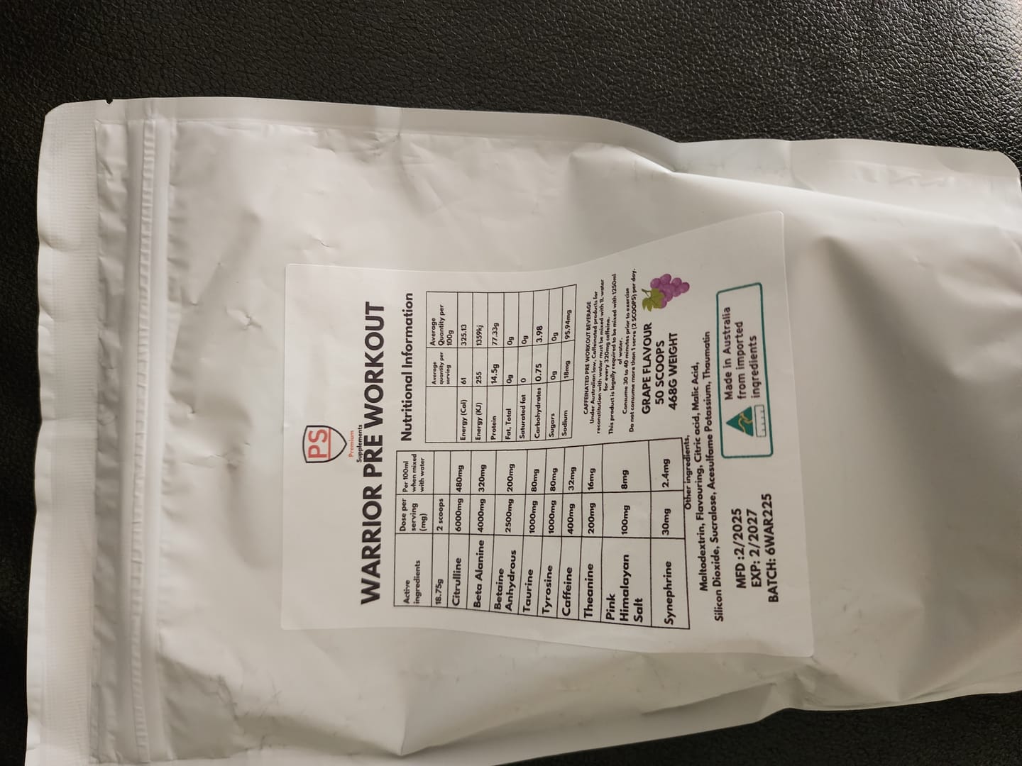 Customer photo review of Warrior High-Stimulant Pre-workout