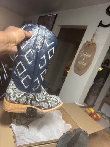 Customer photo review of Natural Python Leather Boots - Square Toe