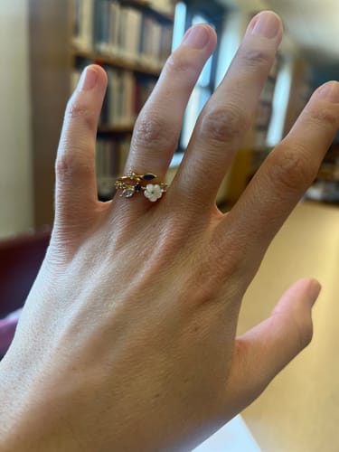 Customer photo review of Crystal White Blossom Blue Ring