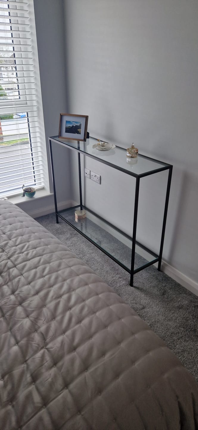 Customer photo review of Madison Glass Metal Console Table - Dark Bronze