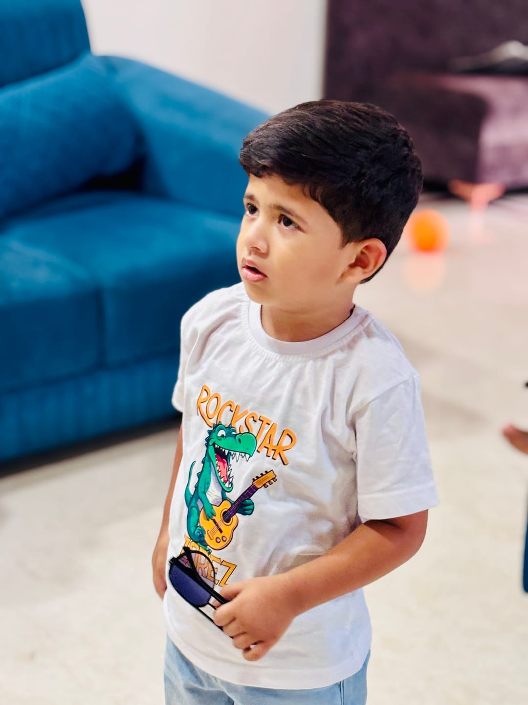 Customer photo review of Dino-O-Saurus With Custom Kids Name Tee