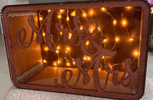 Customer photo review of Personalised Laser Cut Wooden Wedding Card Wishing Box - Rectangle