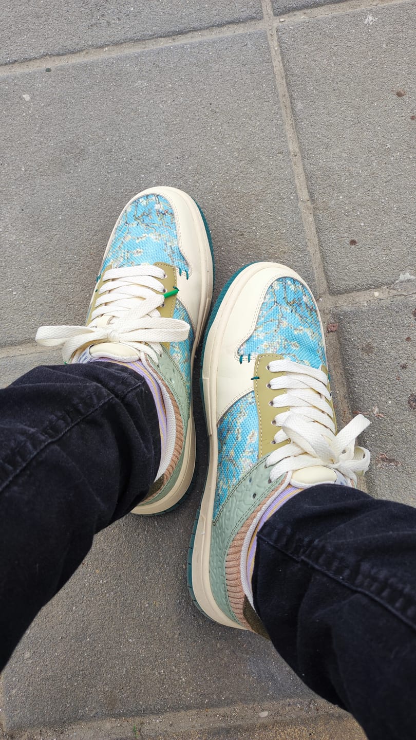 Customer photo review of Van Gogh Almond Blossoms inspired sneakers