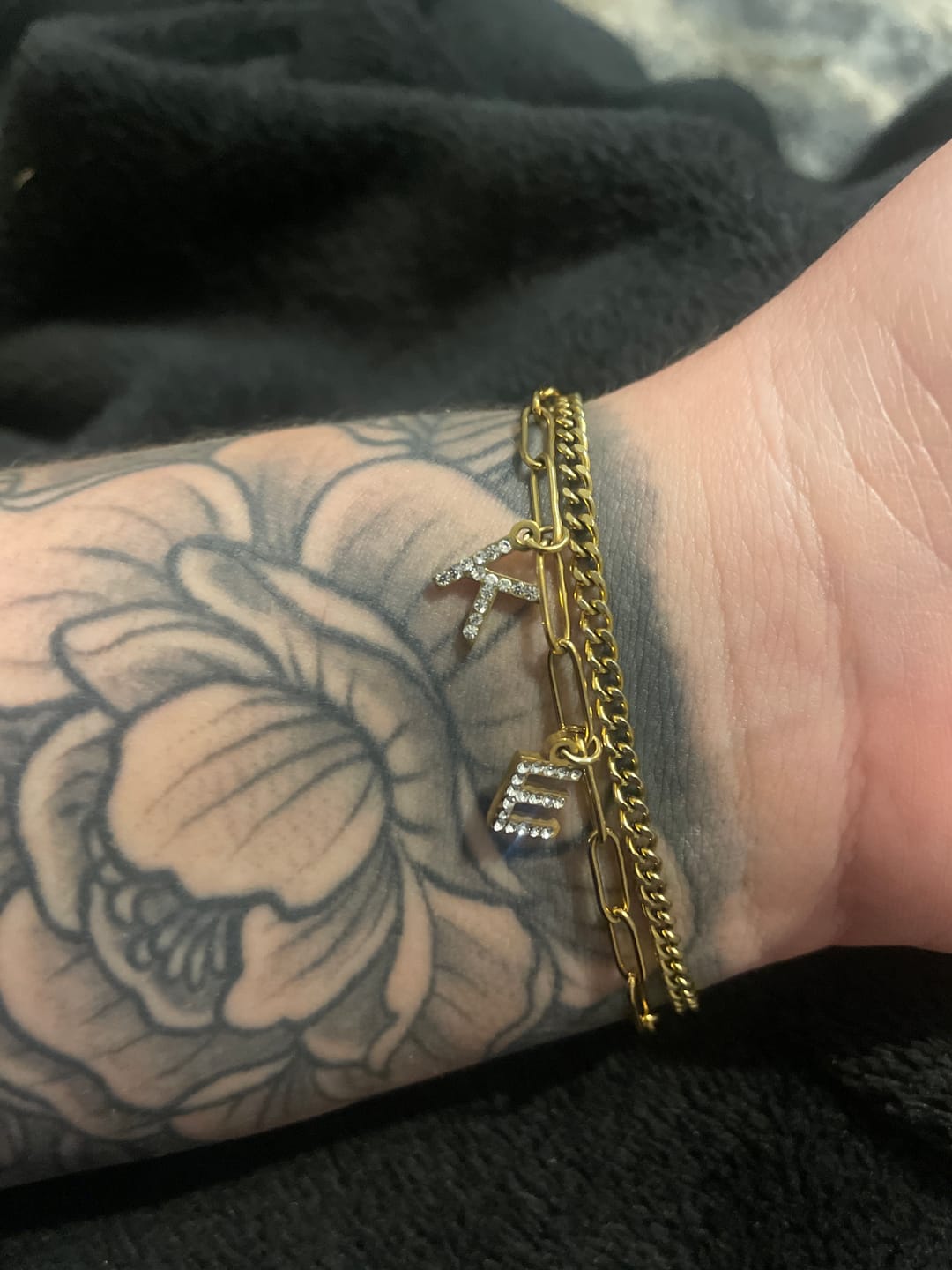Customer photo review of Iced Letters Bracelet w/ Paperclip Chain