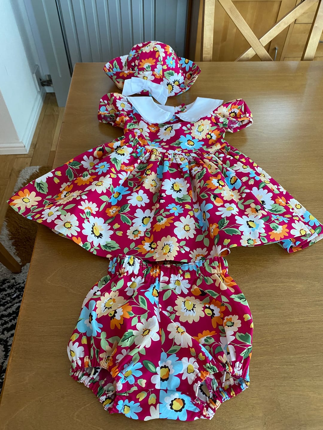 Customer photo review of Blue, Orange and White Floral Cotton Poplin Fabric
