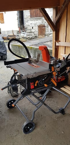 Customer photo review of Scie sur table Evolution R255TBL+ 255mm 1800W avec lame multi-matériaux TCT+ Support roulant pliable