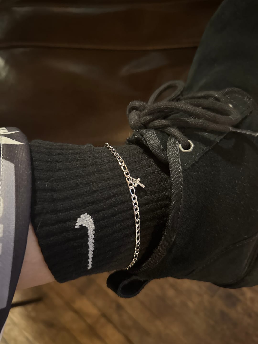 Customer photo review of Iced Letter Anklet w/ Figaro Chain