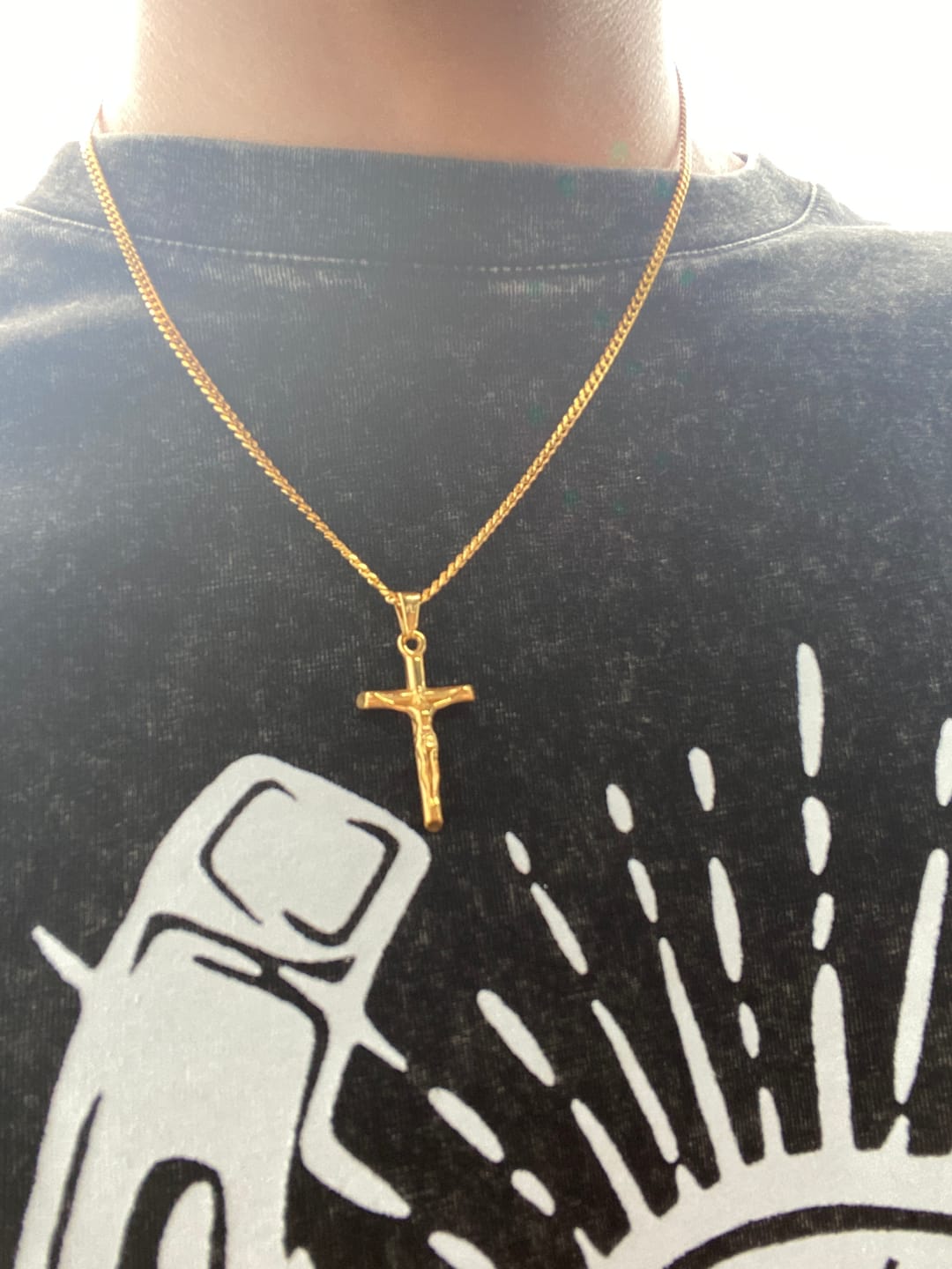 Customer photo review of Gold Cross Necklace