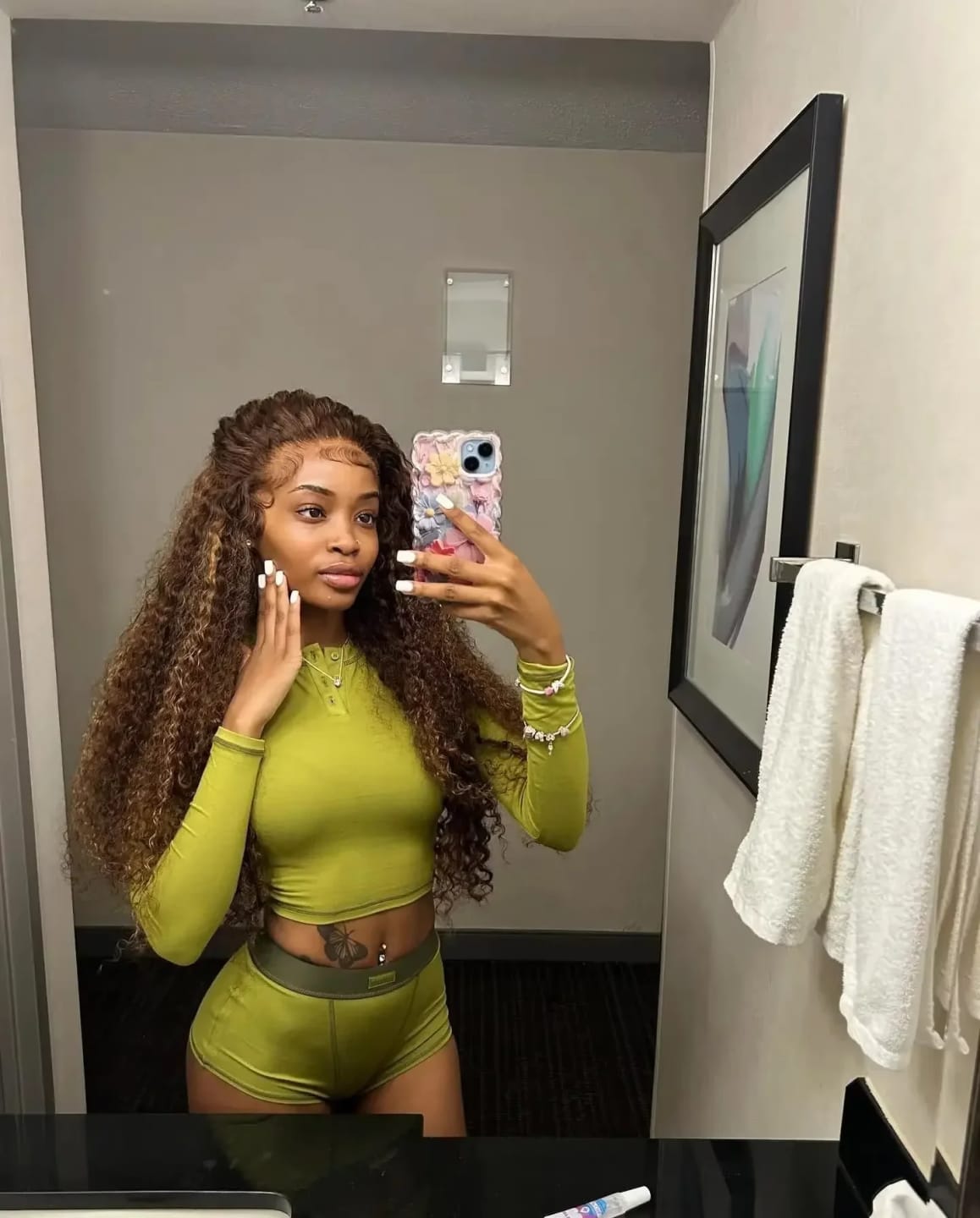 Customer photo review of Human Hair Wig Ombre Curly Loose Deep Wave Lace Front — Honey Blonde | KIMLUD