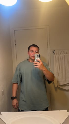 Customer photo review of Oversized Waffle Tee - Sage Green