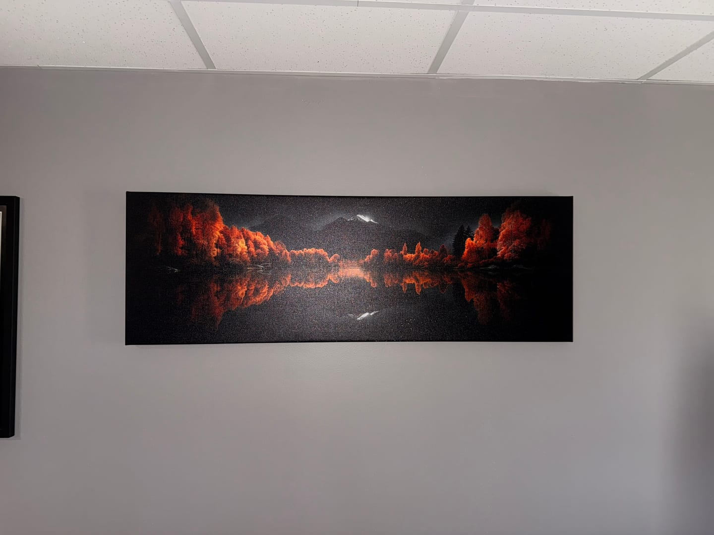 Customer photo review of Starry Night Sky Over Mirror Lake In Autumn Mens Bedroom Wall Art