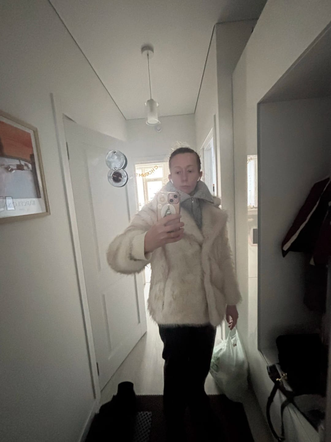 Customer photo review of Faux Fur Long Plush Coat Streetwear High Quality Fluffy Dyed Fox Fur — Black | KIMLUD