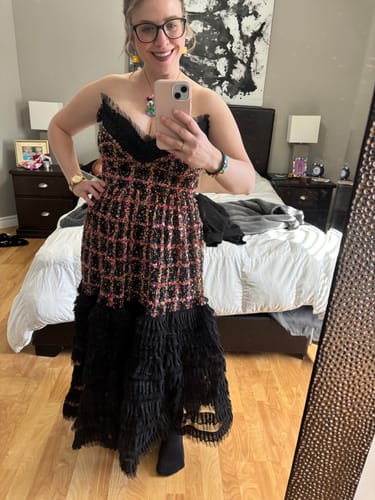 Tina L. review of Helena Sequin and Ruffle Cocktail Dress by Gemy Maalouf - RENTAL image 1 out of 1