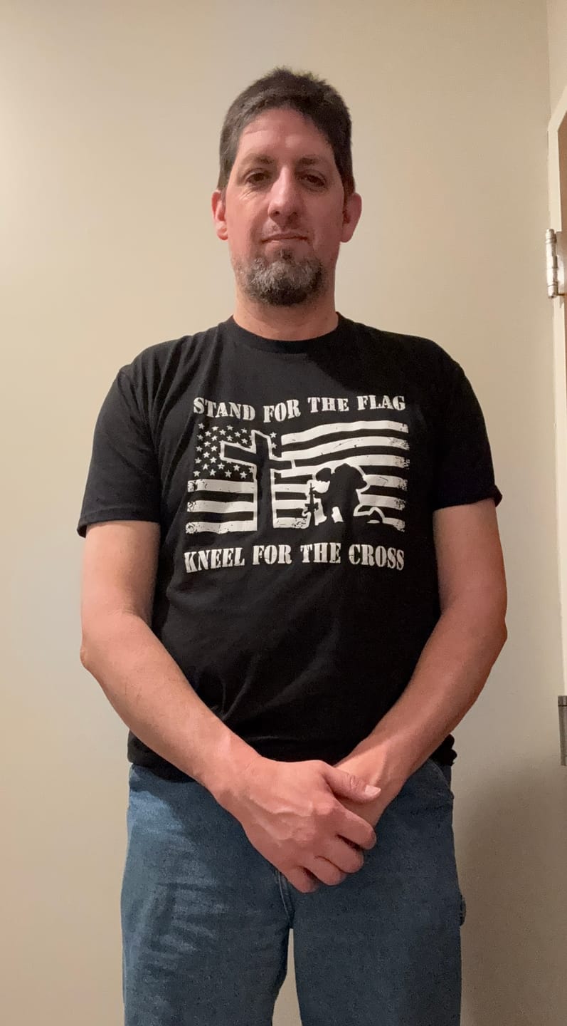 Customer photo review of Kneel For The Cross - Tee