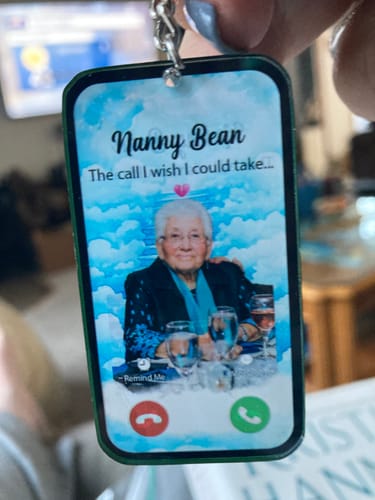 Customer photo review of The Call I Wish I Could Take Memorial Sympathy Gift Remembrance Keepsake Photo Personalized Acrylic Keychain