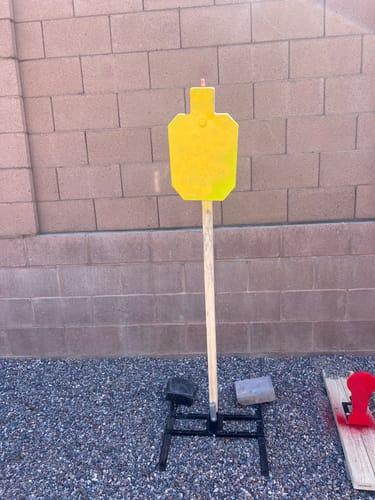 Customer photo review of Double T-Shaped Base Stand + Mounting Kit + 10" X 16" Hostage Target