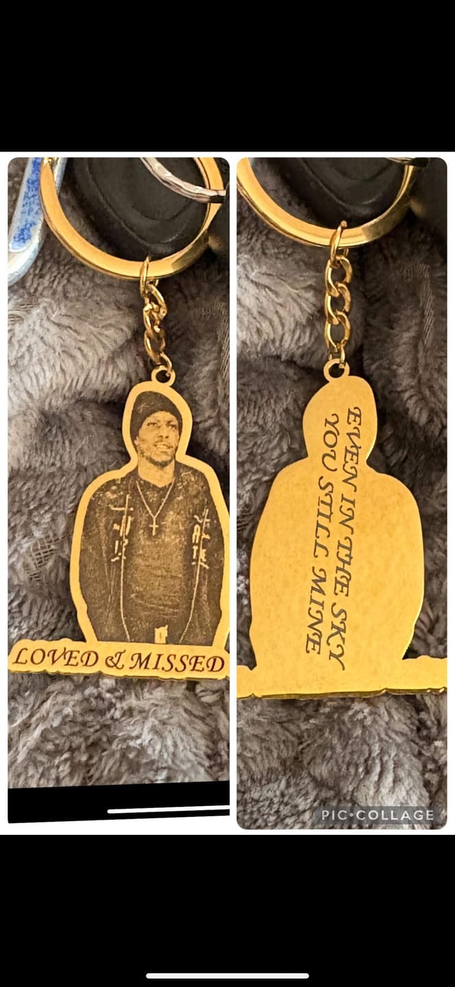 Customer photo review of Custom Photo Engraved Keychain