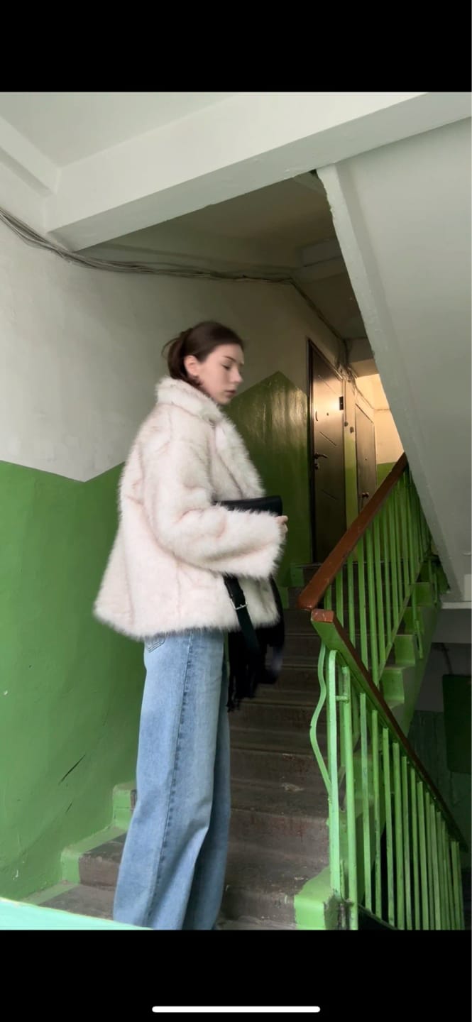 Customer photo review of Faux Fur Long Plush Coat Streetwear High Quality Fluffy Dyed Fox Fur — Black | KIMLUD