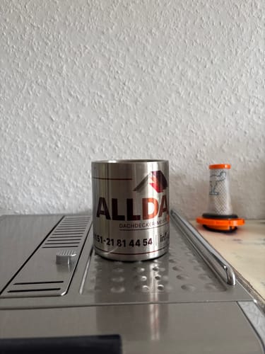 Customer photo review of TassenExpress - Karabiner Edelstahl-Tasse mit Logo Groß 325ml