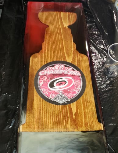 Customer photo review of 18.0x8.5" Stanley Cup Hockey Trophy Board & Bottle Opener Acrylic Router Template