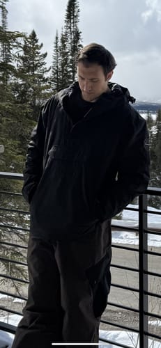 Customer photo review of Men's Black Camo Color-Block Insulated Snow Anoraks