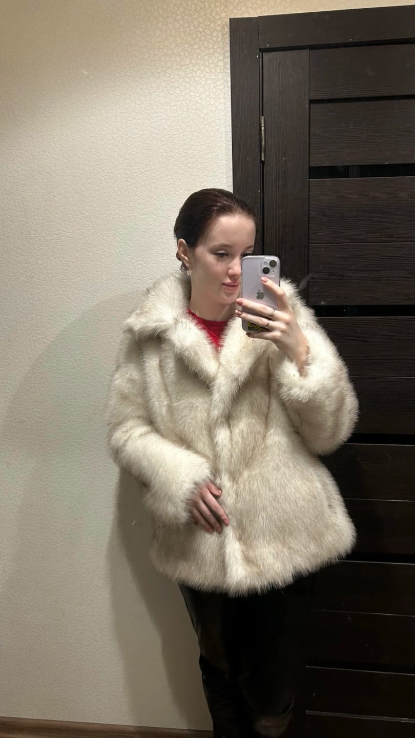 Customer photo review of Faux Fur Long Plush Coat Streetwear High Quality Fluffy Dyed Fox Fur — Black | KIMLUD