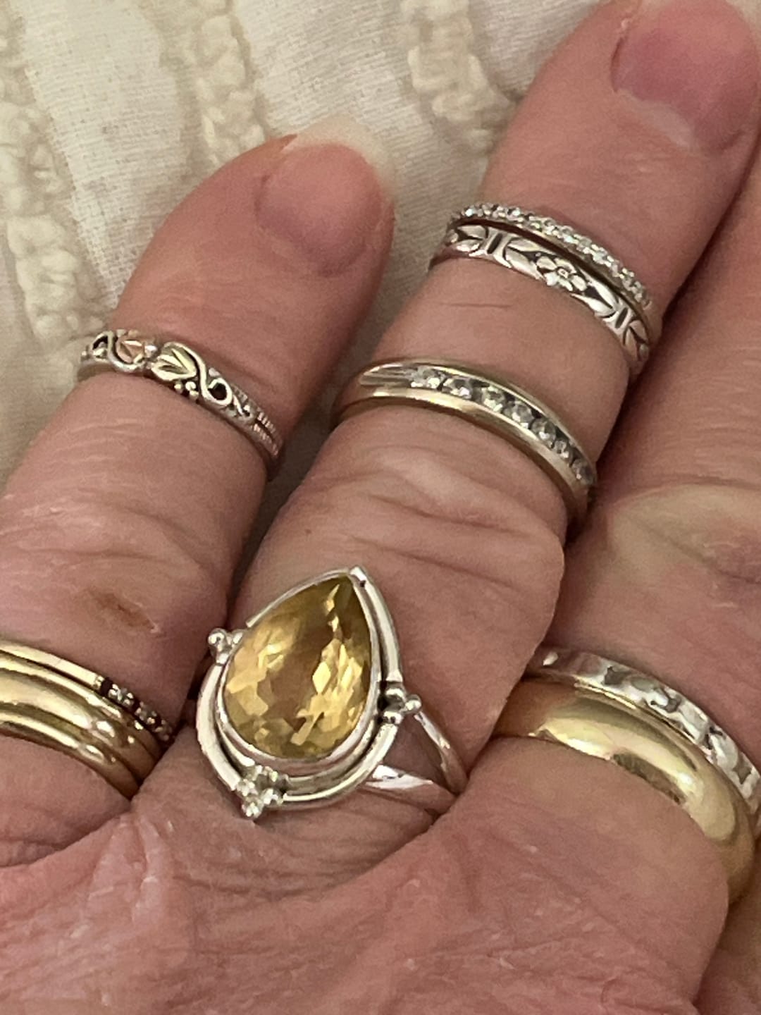 Customer photo review of Citrine Teardrop Ring Sterling Silver