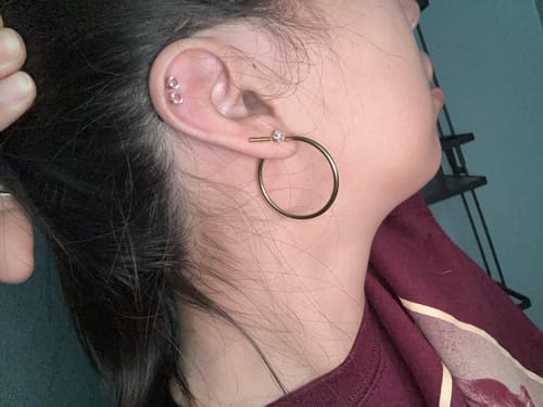Customer photo review of My Huggies Hoop Earrings
