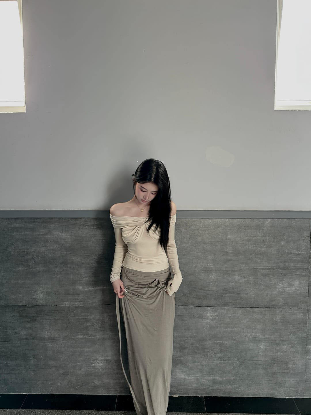 Customer photo review of Rase le sol Asymmetrical Draped Skirt