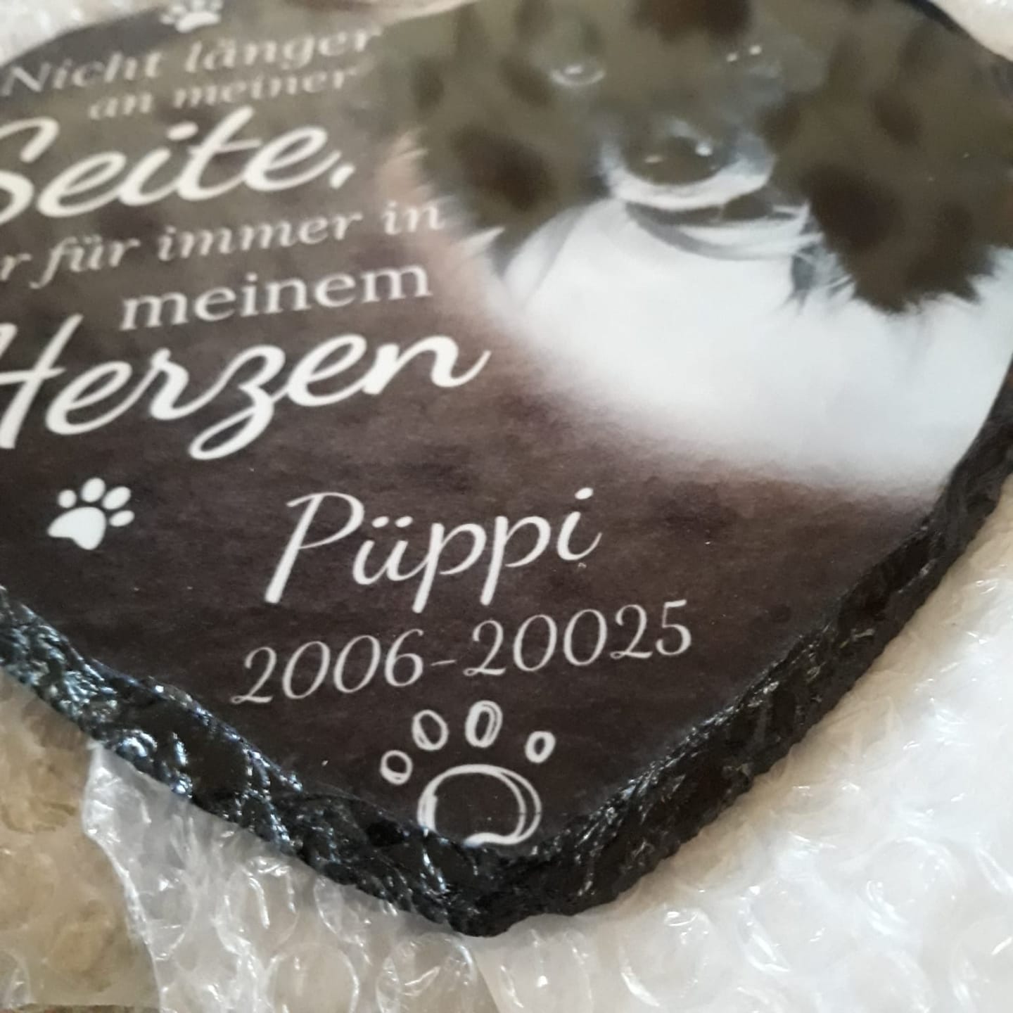 Customer photo review of Nicht länger an meiner Seite - Individuelles bedrucktes Schieferherz