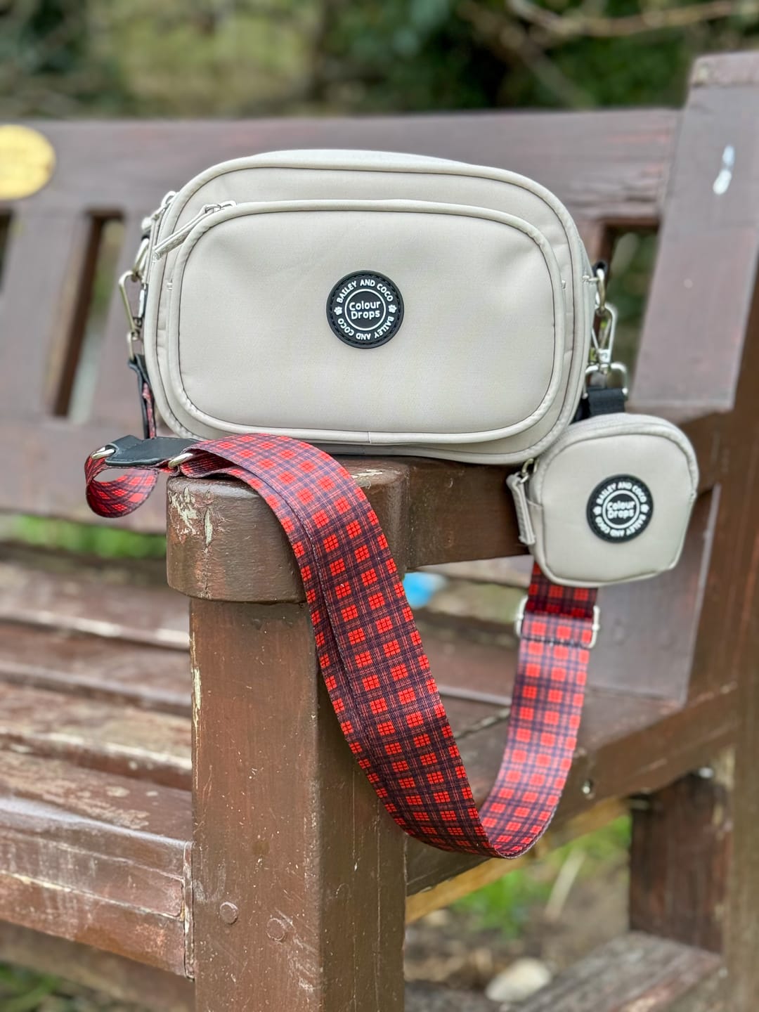 Customer photo review of Dog Walking Bag - Black with Red Tartan Strap