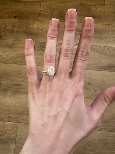 Customer photo review of Louily Special Yellow Gold Radiant Cut Engagement Ring