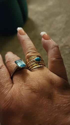 Customer photo review of Tri Color Turquoise Fidget Ring Sterling Silver