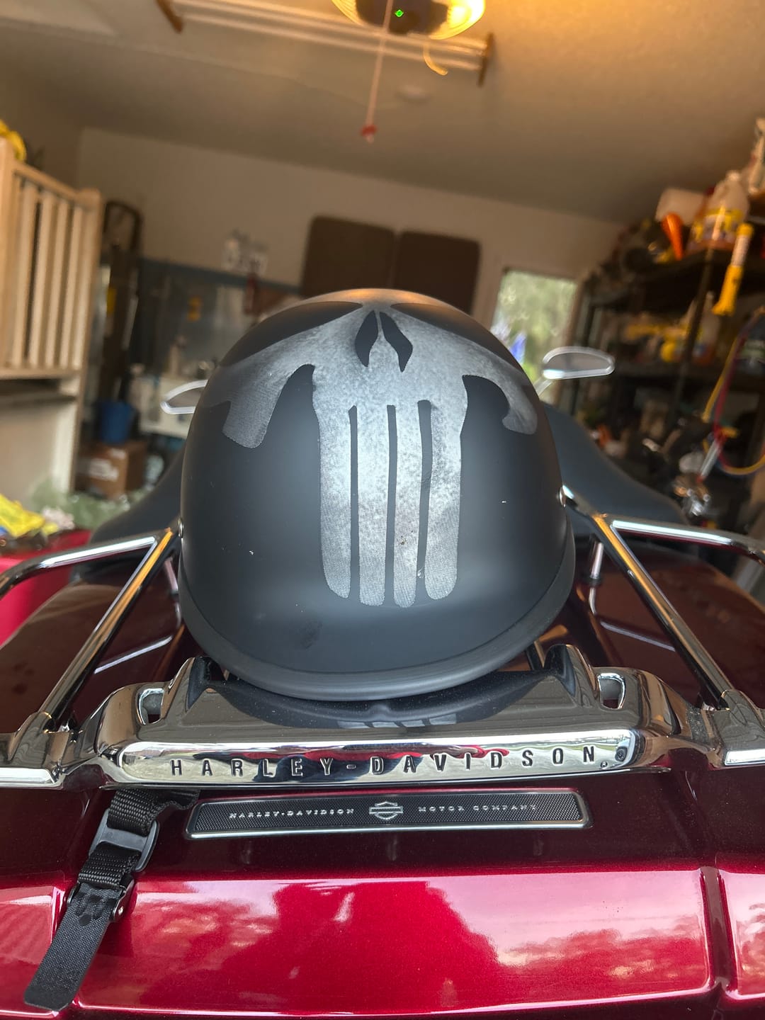 Customer photo review of Low Profile Reversible DOT Polo Helmet / Punisher