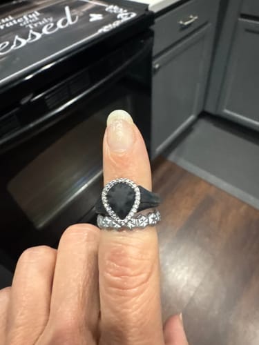 Customer photo review of New! Pear Silicone Ring with Metal Frame and Stones